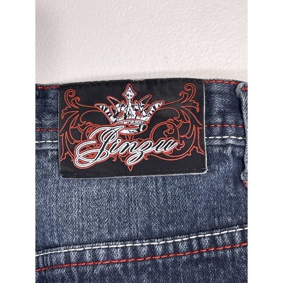 Jinzu Jeans Mens 38x32, Fits 36x29.5 Blue Faded Embroidered Streetwear Denim Y2K - Picture 12 of 14